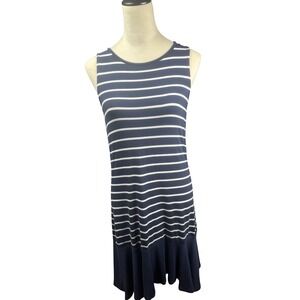 Michael Kors Dress Womens Medium Striped Sleeveless Ruffle‎ Hem Nautical Summer